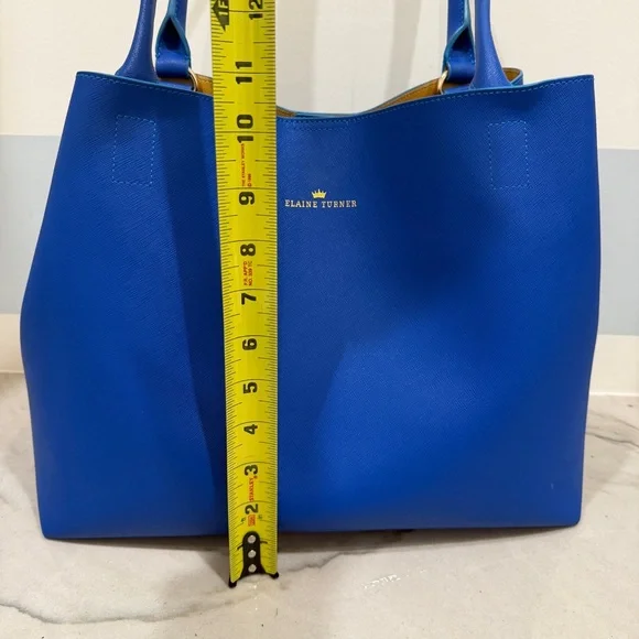 Elaine Turner Royal Blue Leather Tote with Removable Pouch - Picture 3 of 16